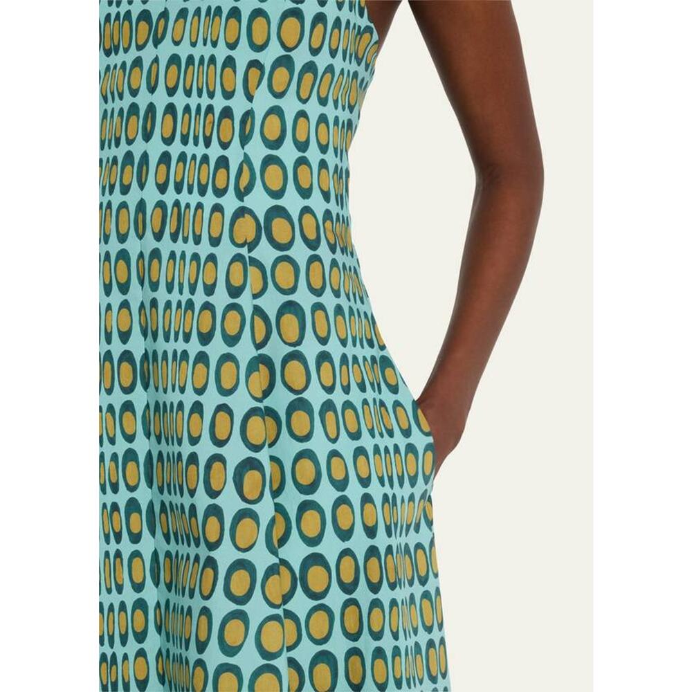 Christopher John Rogers Wiggle Dot V Neck Midi Dress in Agave 2 - Picture 3 of 5